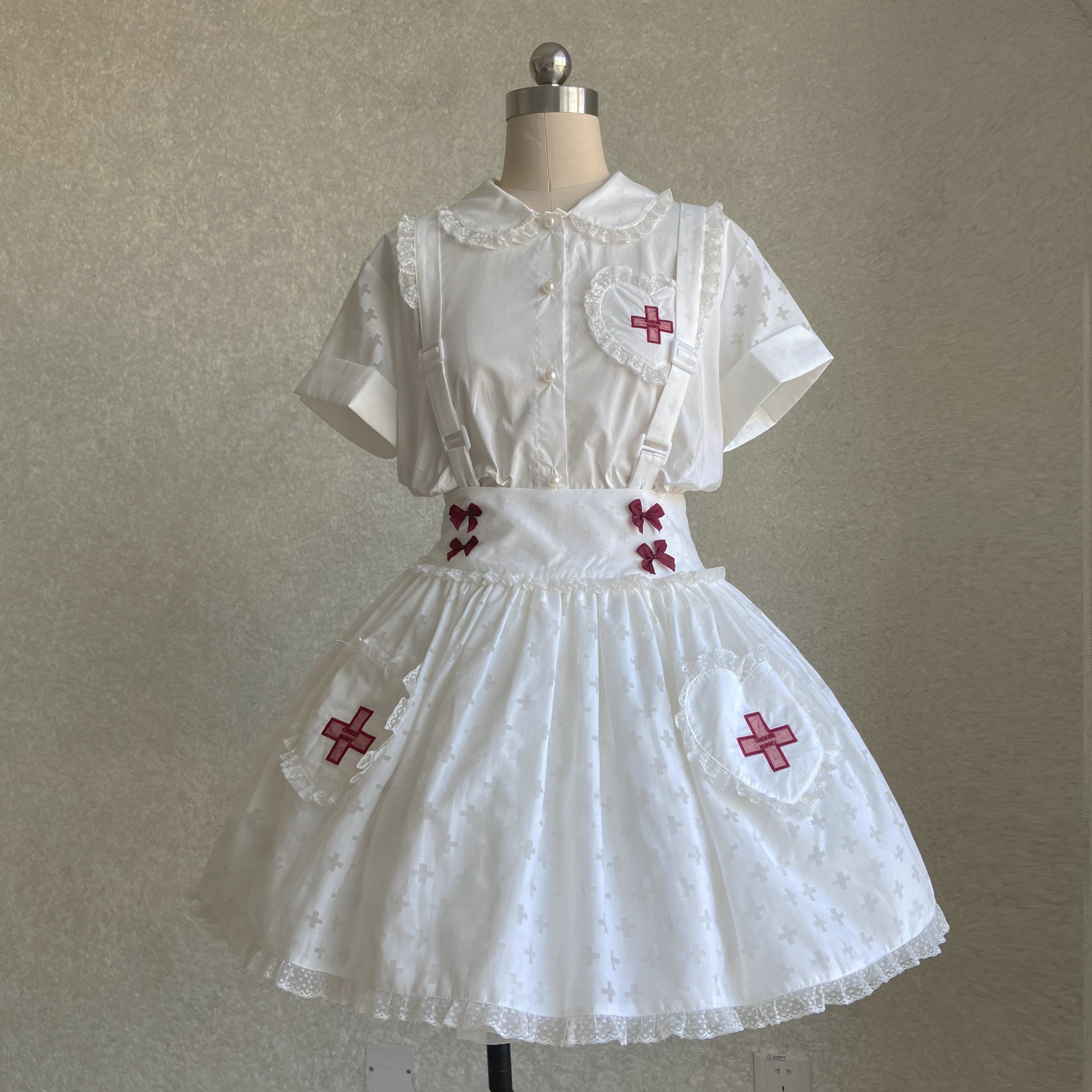 choker bunny little nurse blouse and skirt