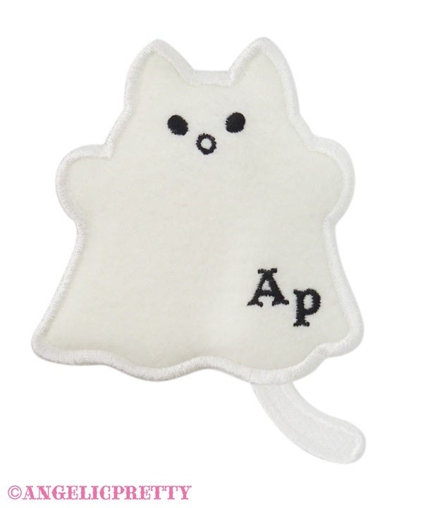 angelic pretty flying ghost cat patch - white × black - 2023