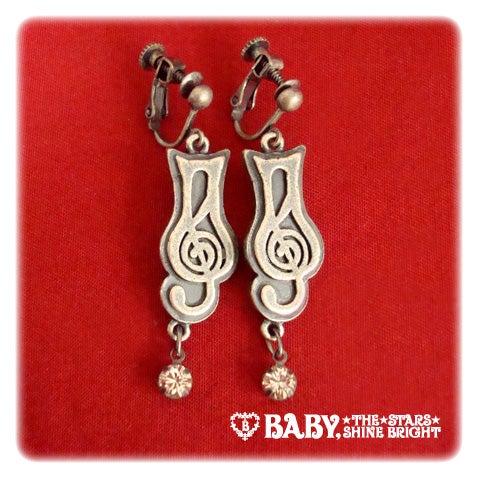 aatp a/p cat clef earrings - antique silver - 2011