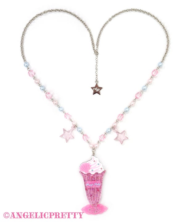 angelic pretty cream soda mermaid necklace - pink - 2022