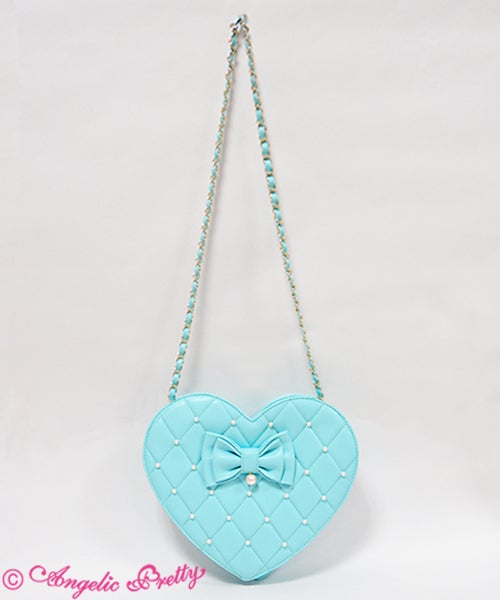 angelic pretty love quilted heart shoulder bag - sax - 2016