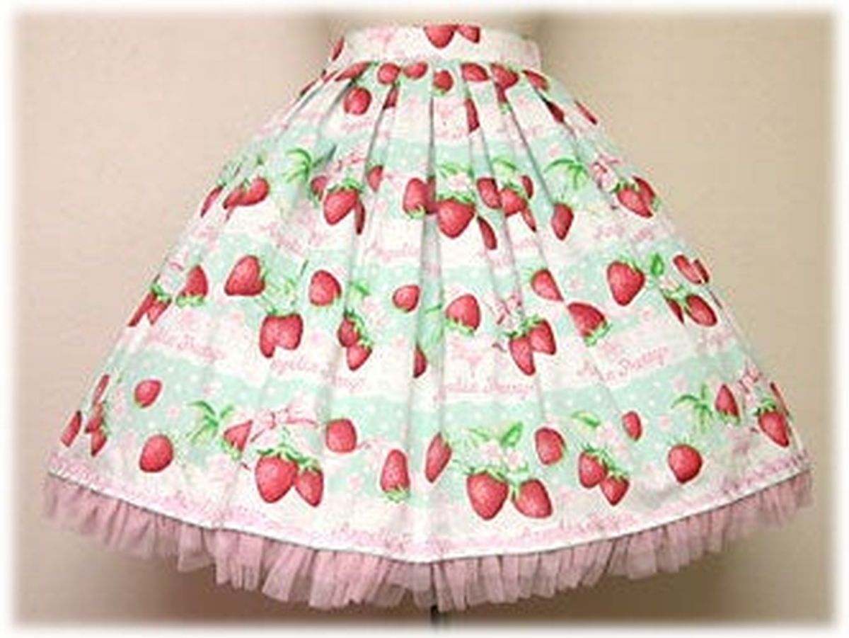 angelic pretty strawberry millefeuille skirt - mint - 2007