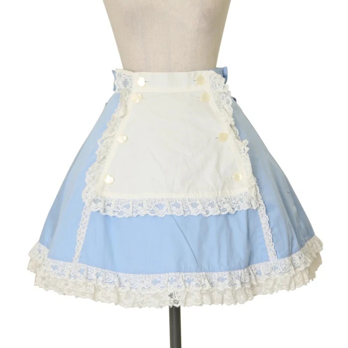 metamorphose heart button skirt with apron - sax - 2003