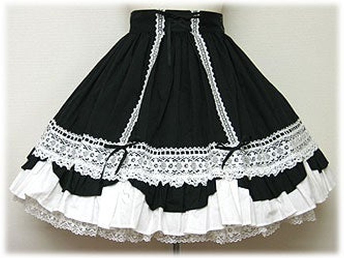 angelic pretty frill scallop skirt - black × white - 2006