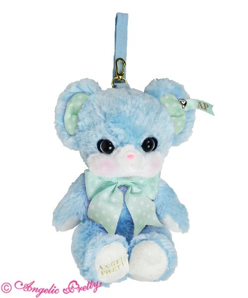 angelic pretty lovely shy bear plush pouch - sax × mint - 2020