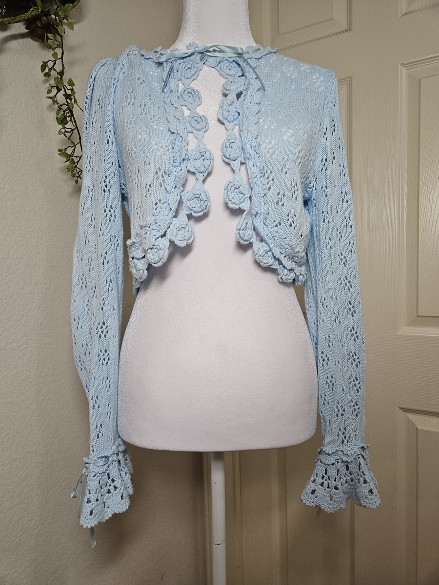 angelic pretty fluffy ribbon ruffle cutsew bolero - sax - 2009