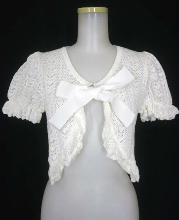 btssb heart lacework knit bolero - offwhite - 2007