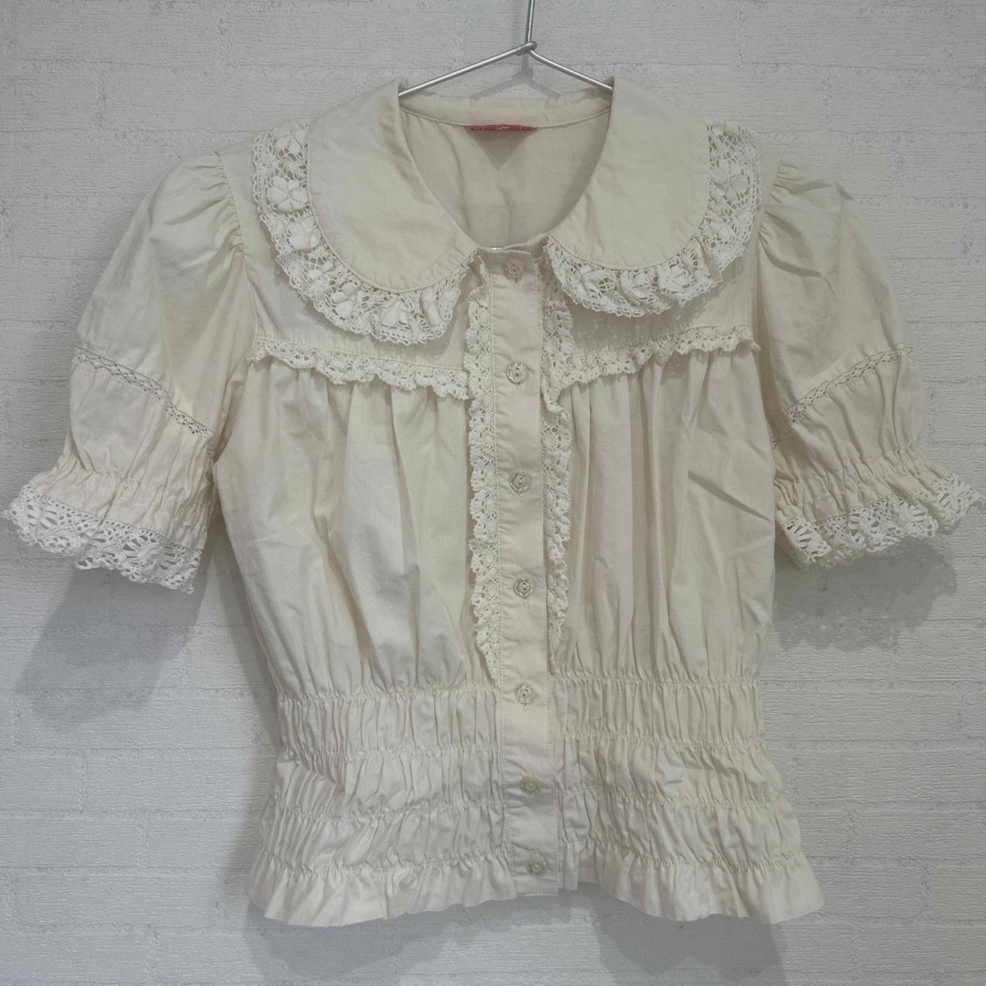 btssb waist shirring blouse - ivory - 2005