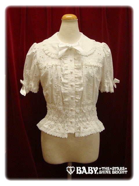 lace yoke cutsew with choker - offwhite - 2012