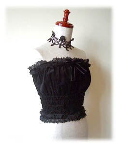 victorian maiden shirring bustier - black - 2001