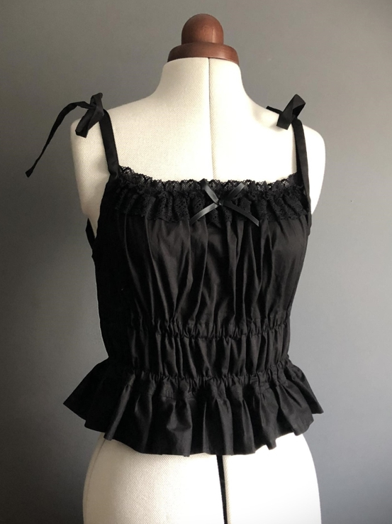 wire head shirring camisole - black - 2024