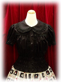 btssb short sleeve waist shirring blouse - black - 2006